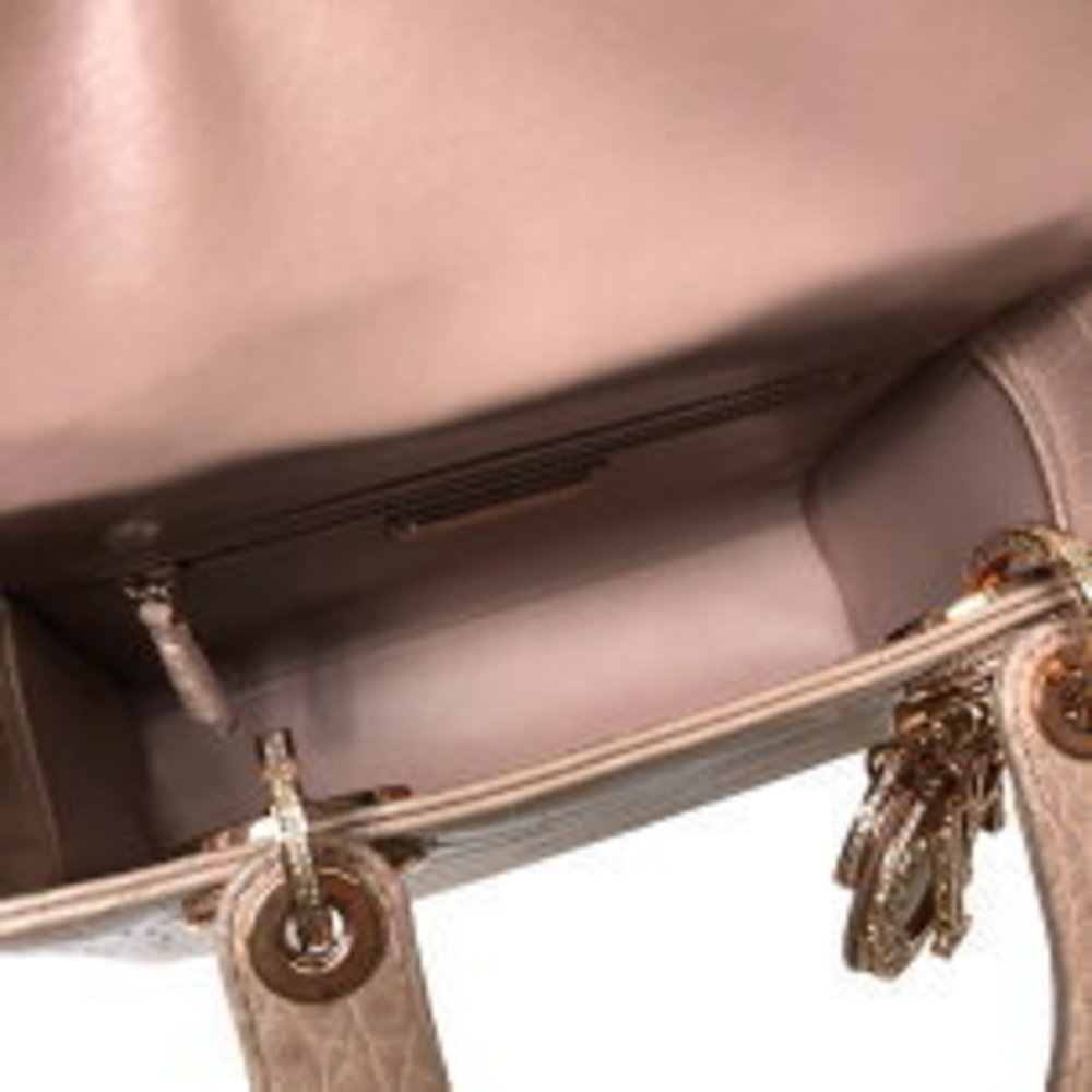 Dior Beige Crocodile Handbag Christian Pink Lady - Picture 3 of 7